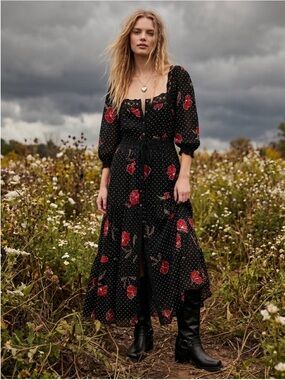NWT Free People Morning Meadows Long-Sleeve Maxi Dress